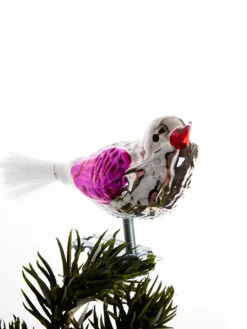 Fugl m. Klemme 10 cm, sølvfarvet/pink fra<Brink Nordic Outlet