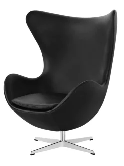 Ægget, sort læder/aluminium af Arne Jacobsen<Fritz Hansen Online