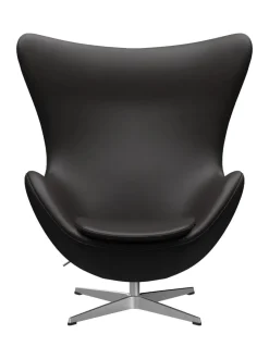 Ægget, sort læder/aluminium af Arne Jacobsen<Fritz Hansen Online