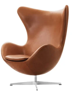 Ægget, sort læder/aluminium af Arne Jacobsen<Fritz Hansen Online