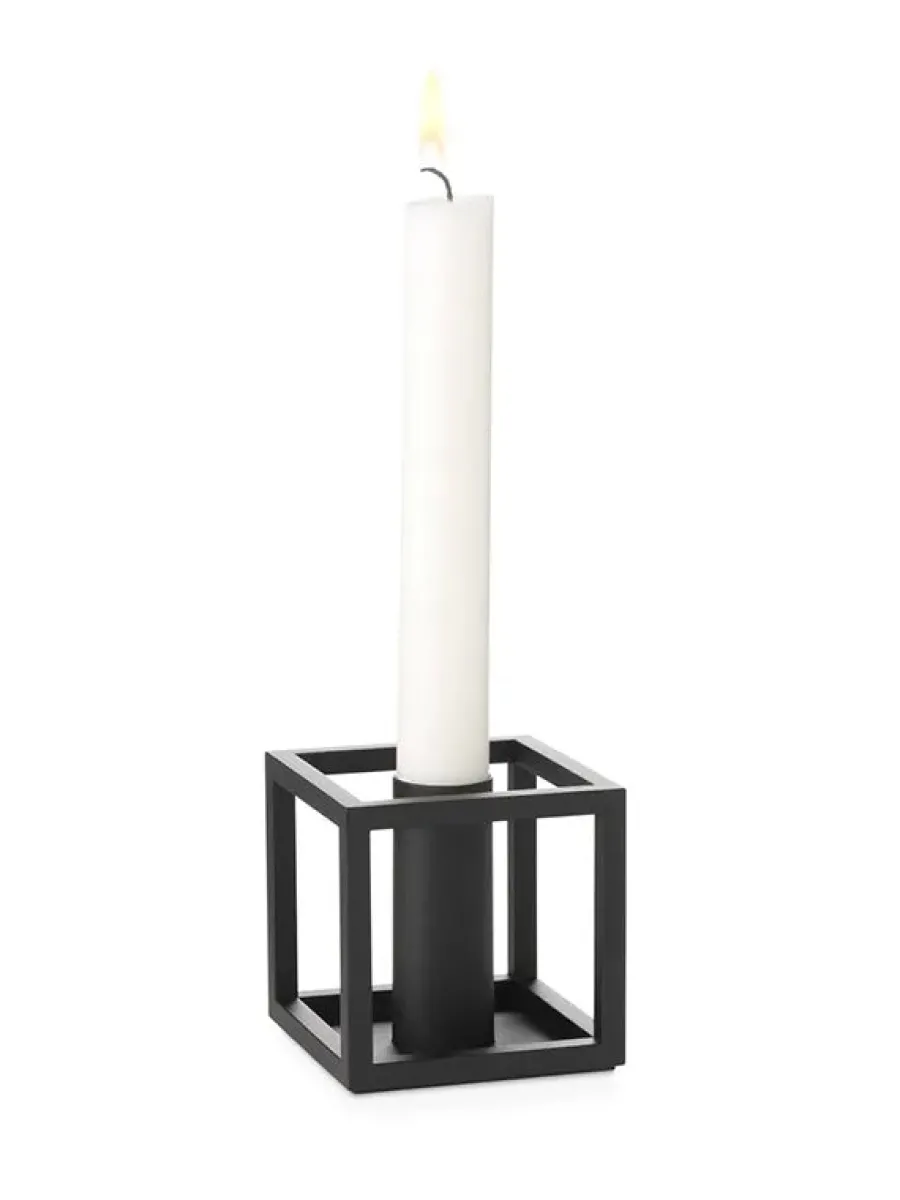 Kubus 1 Lysestage, sort fra<Audo Copenhagen