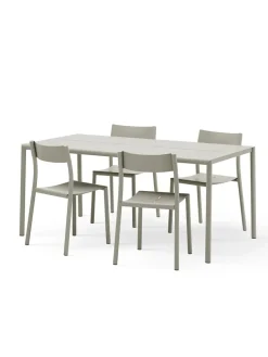 May sæt, 4 stole og bord 170x85 i light grey fra<New Works Clearance