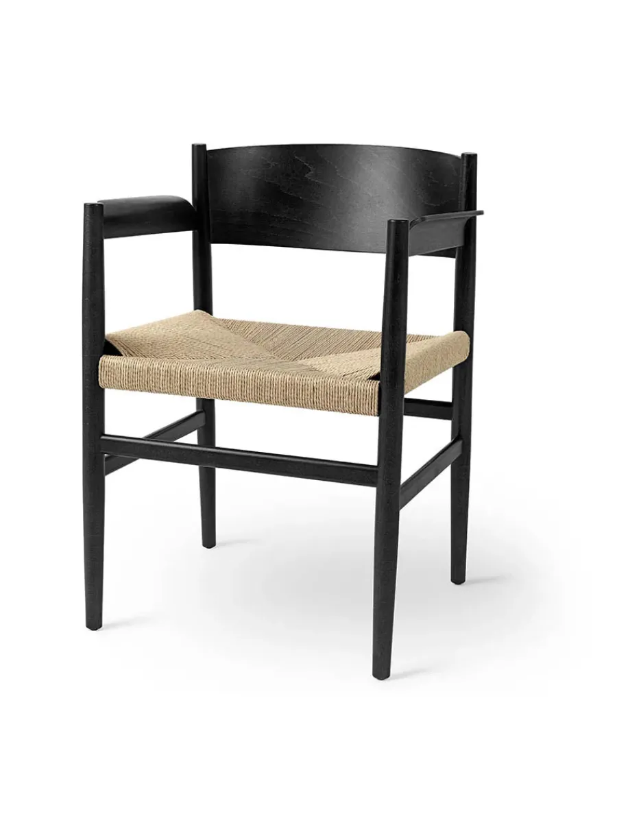 Nestor armstol, sort bøg med natur flet fra<Mater Hot