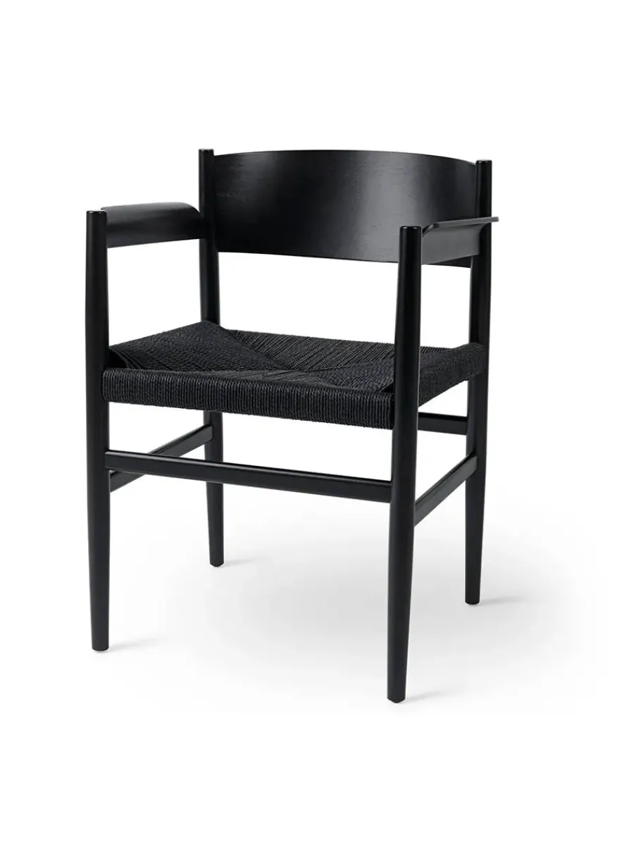 Nestor armstol, sort bøg med natur flet fra<Mater Hot