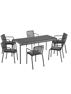 Palissade Sæt, 6 armstole og bord i anthracite fra<HAY