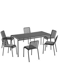 Palissade Sæt, 6 armstole og bord i anthracite fra<HAY