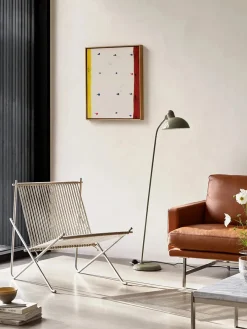 PK4 Loungestol i natur, stålstel af Poul Kjærholm<Fritz Hansen Best