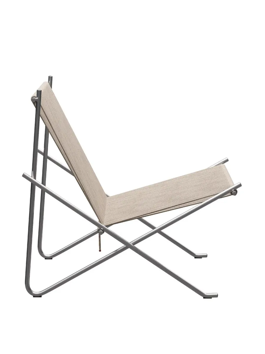 PK4 Loungestol i natur, stålstel af Poul Kjærholm<Fritz Hansen Best