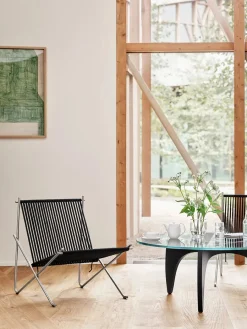 PK4 Loungestol i sort, stålstel af Poul Kjærholm<Fritz Hansen Hot