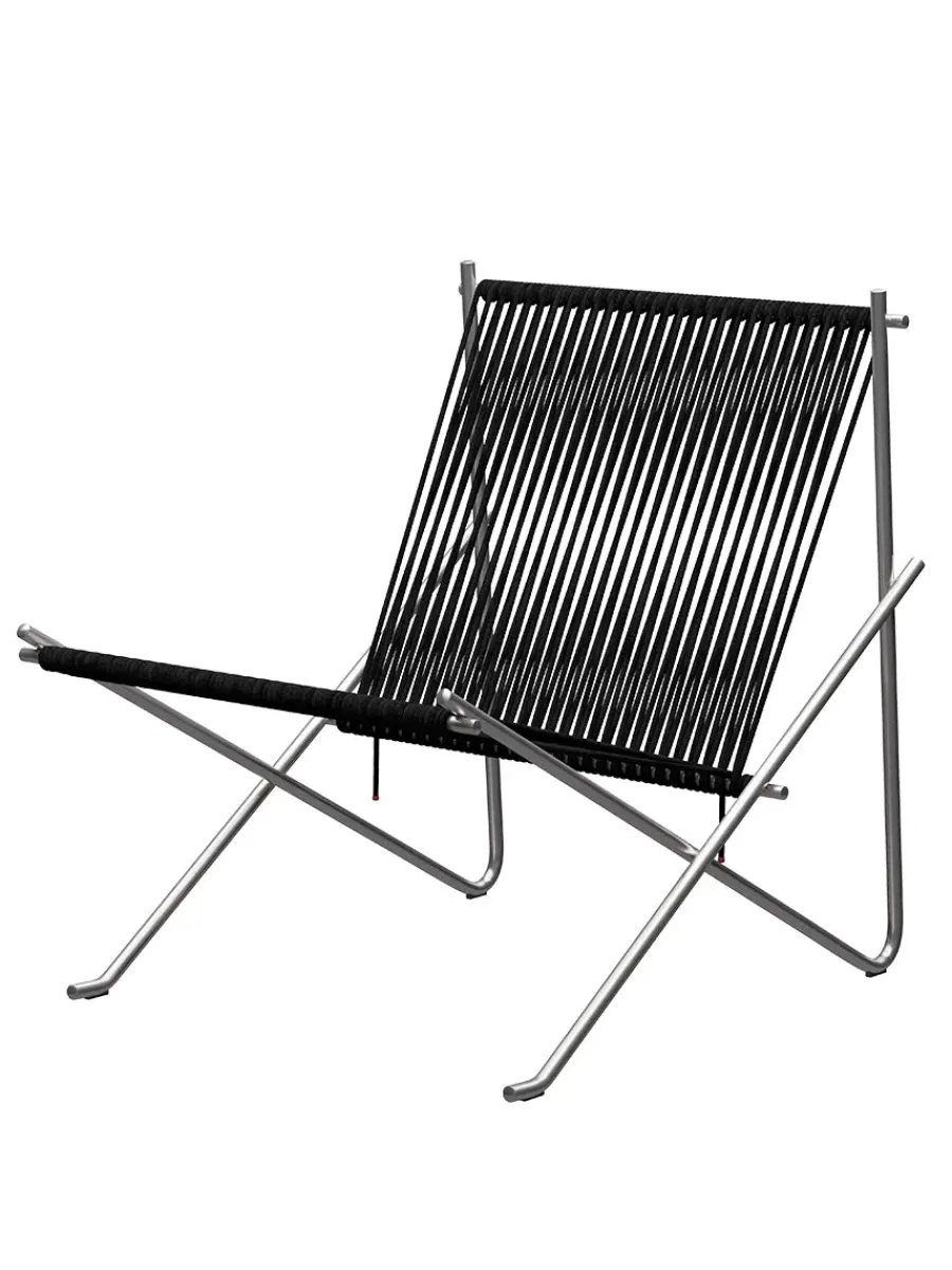 PK4 Loungestol i sort, stålstel af Poul Kjærholm<Fritz Hansen Hot