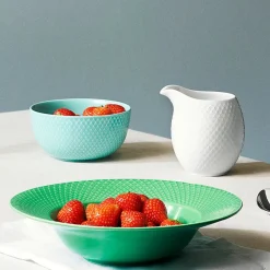 Rhombe dyb tallerken, grøn Ø24,5 cm fra<Lyngby Porcelæn