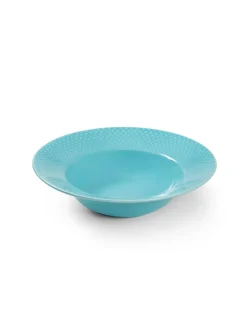 Rhombe dyb tallerken, turkis Ø24,5 cm fra<Lyngby Porcelæn Online
