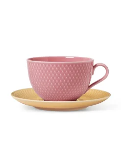Rhombe Tekop m. underkop rosa/sand fra<Lyngby Porcelæn Discount