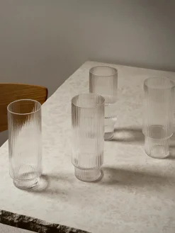 Ripple Long Drink Glasses Clear, sæt á 4 fra<Ferm Living