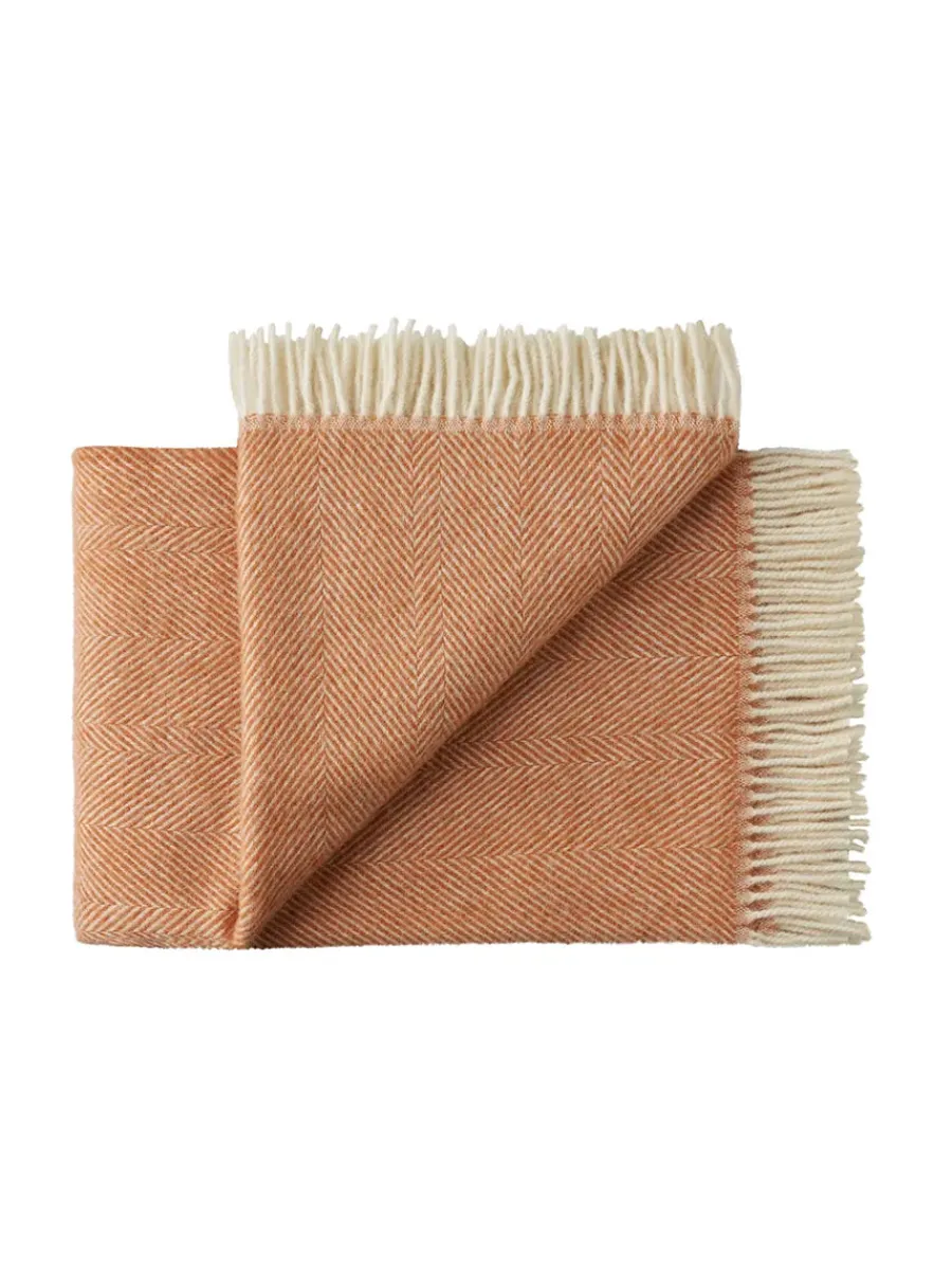 Rømø Plaid, apricot orange fra<Silkeborg Uldspinderi