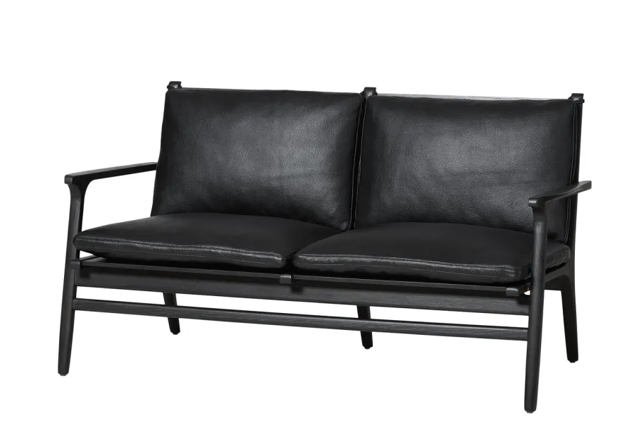 Rén Lounge sofa 2. pers sortmalet eg, sort læder fra<Stellar Works Hot