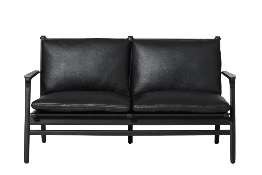 Rén Lounge sofa 2. pers sortmalet eg, sort læder fra<Stellar Works Hot