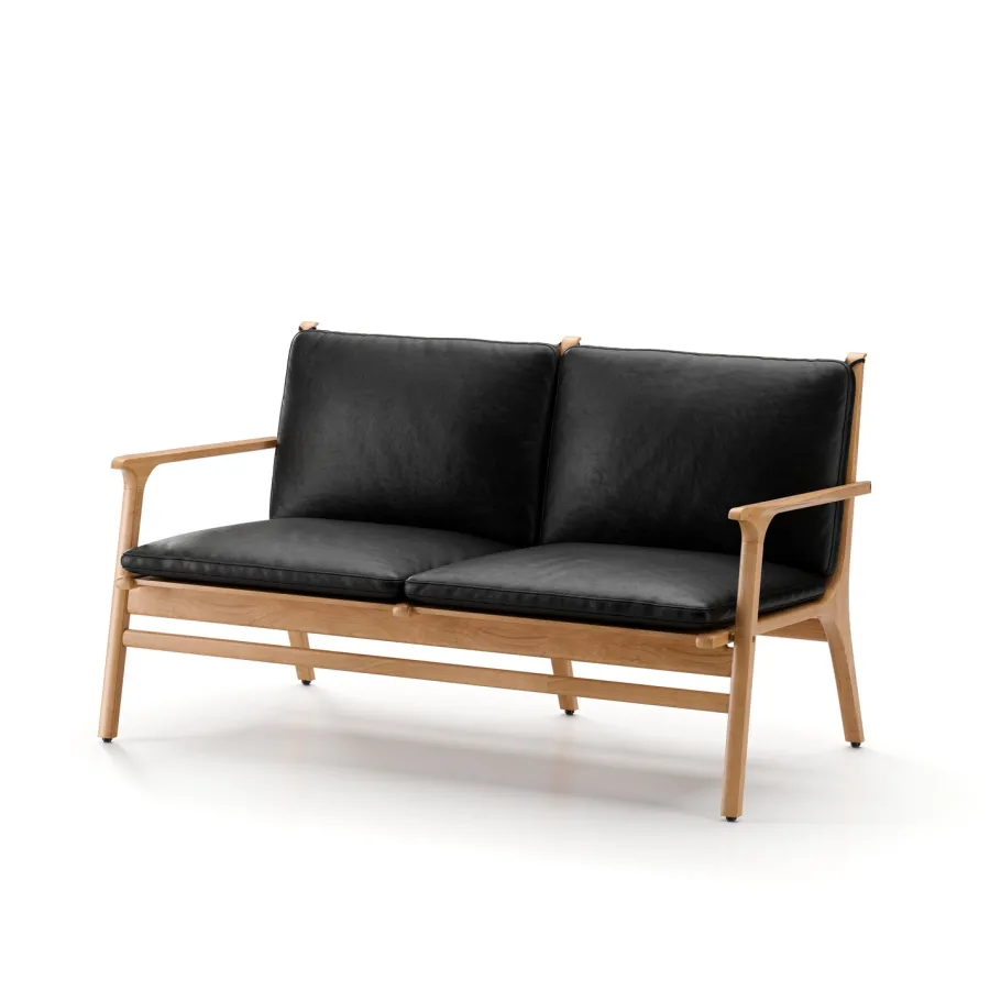 Rén Lounge sofa 2. pers sortmalet eg, sort læder fra<Stellar Works Hot