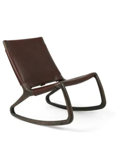 Rocker gyngestol, grå eg med mustang farvet læder fra<Mater Discount