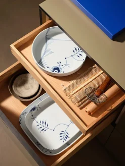 Blå Mega Riflet, firkantet ovnfast fad 30 x 30cm<Royal Copenhagen Sale