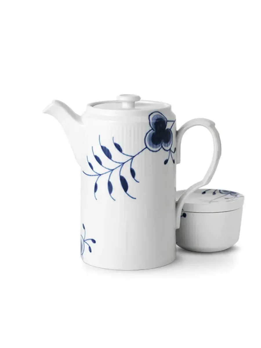 Blå Mega Riflet, kande med låg 1,1 l<Royal Copenhagen New