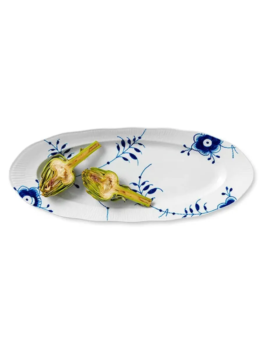 Blå Mega Riflet, fad 60 cm<Royal Copenhagen Best