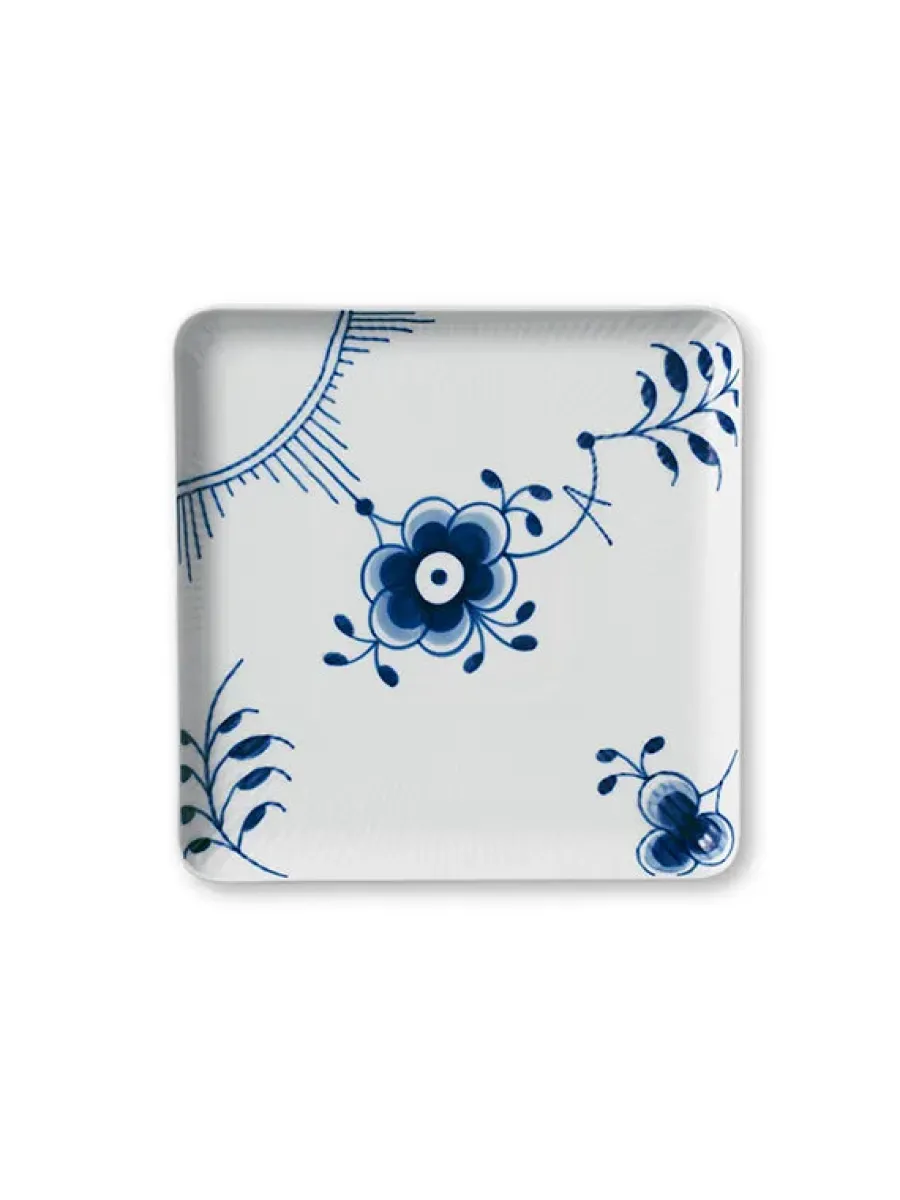 Blå Mega Riflet, firkantet tallerken 20 cm<Royal Copenhagen Outlet