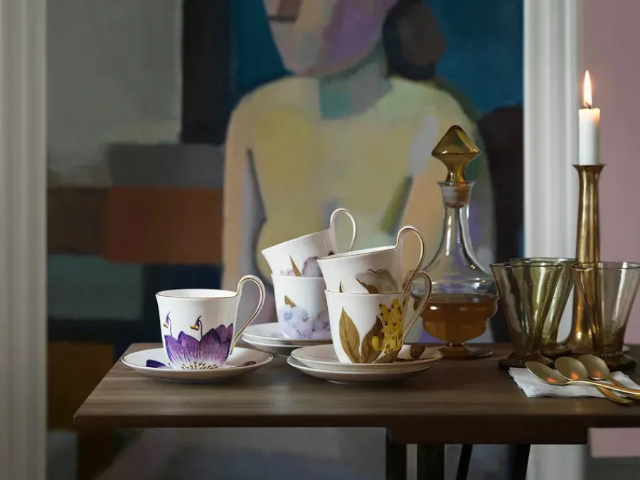 Flora højhankskop med underkop, Magnolia<Royal Copenhagen New