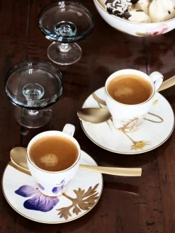 Flora højhankskop med underkop, Stedmoderblomst<Royal Copenhagen