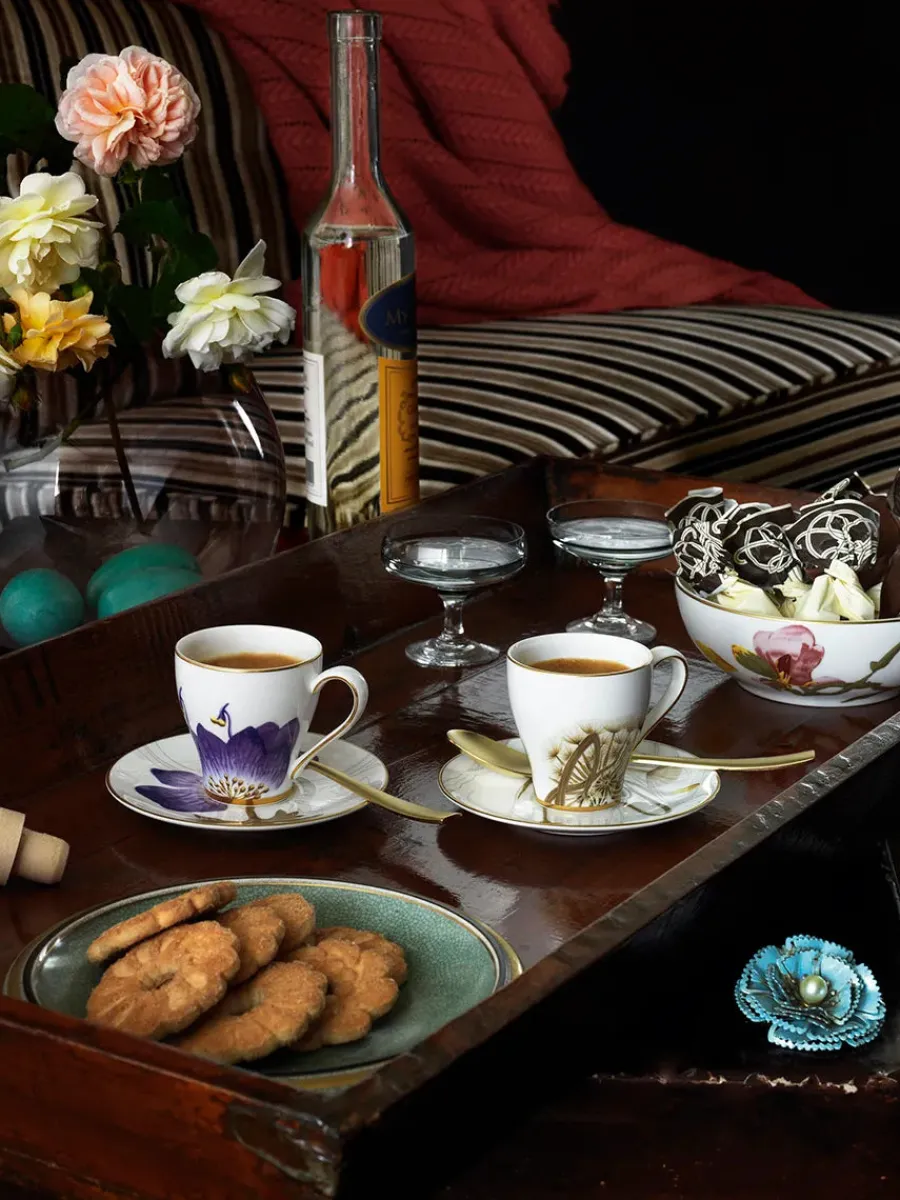 Flora højhankskop med underkop, Kornblomst<Royal Copenhagen