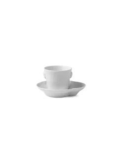 Hvid Elements, espresso kop med underkop 9 cl<Royal Copenhagen