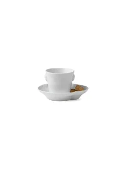 Hvid Elements, espresso kop med underkop 9 cl<Royal Copenhagen