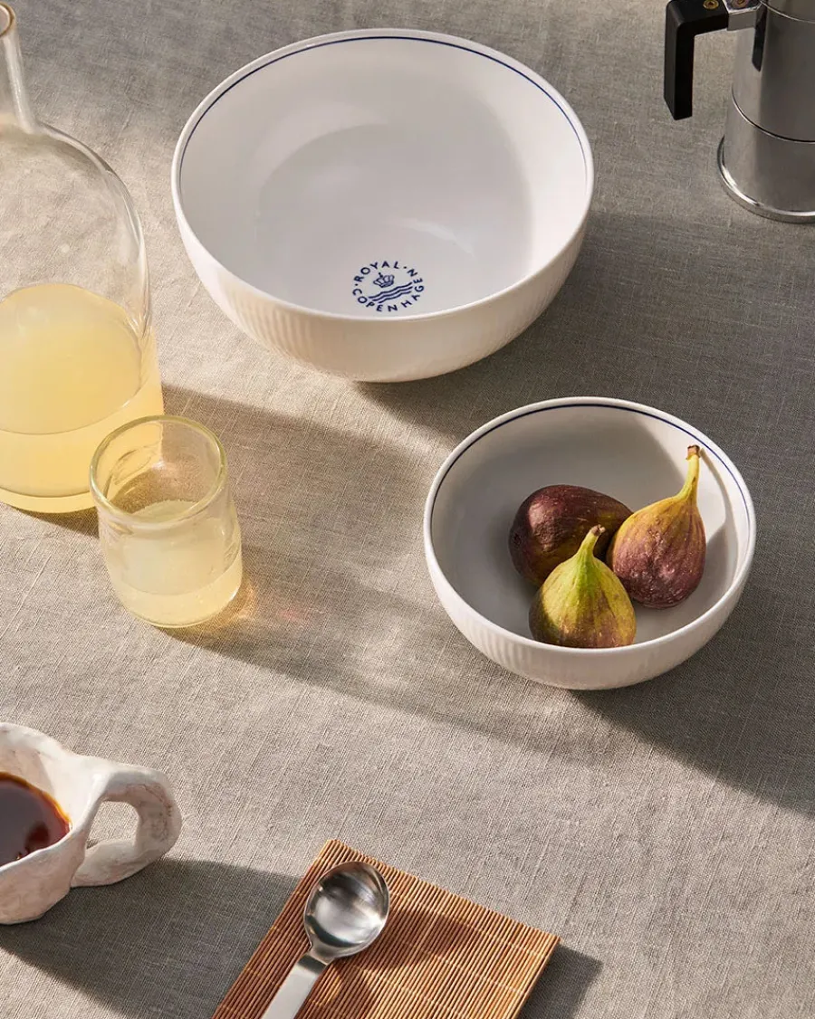 Hvid Riflet, skål 73 cl<Royal Copenhagen