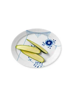Hvid Riflet, oval tallerken 34 cm<Royal Copenhagen Online