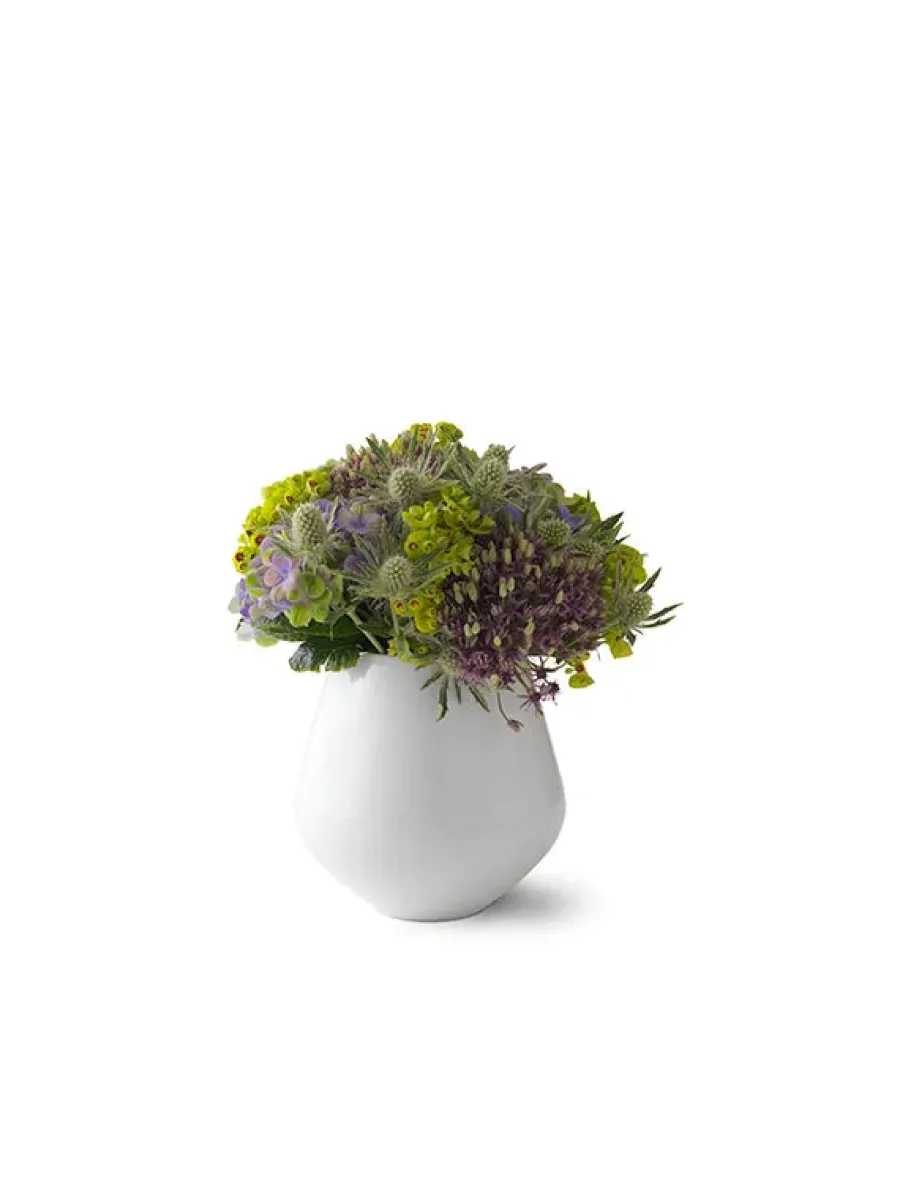 Hvid Riflet, mellem vase 15 cm<Royal Copenhagen Clearance