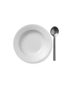 Hvid Riflet, dyb tallerken 21 cm<Royal Copenhagen