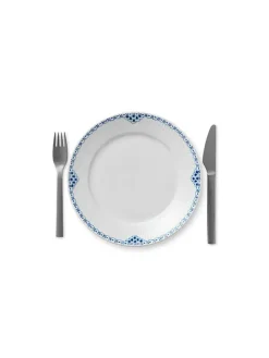 Hvid Riflet, tallerken 22 cm<Royal Copenhagen Hot