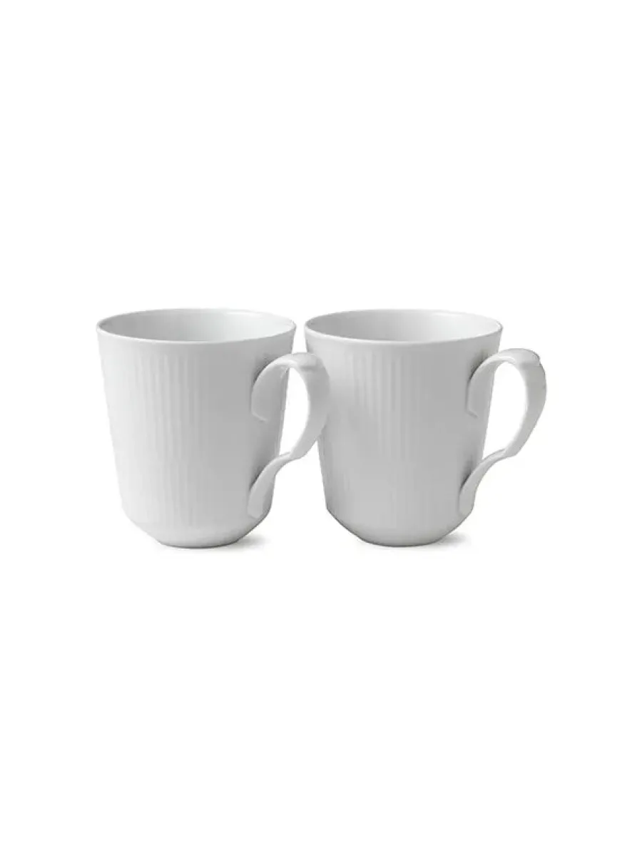Hvid Riflet, 2-pak krus 37 cl<Royal Copenhagen Discount