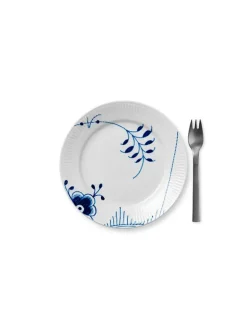 Sort Mega Riflet, tallerken 19 cm<Royal Copenhagen