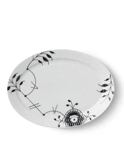 Sort Mega Riflet, oval tallerken 28 cm<Royal Copenhagen Sale