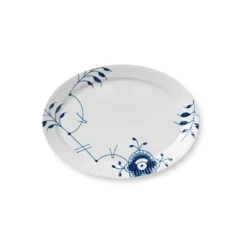 Sort Mega Riflet, oval tallerken 28 cm<Royal Copenhagen Sale