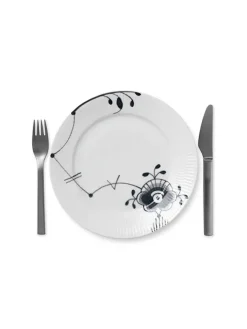 Sort Mega Riflet, tallerken 22 cm<Royal Copenhagen