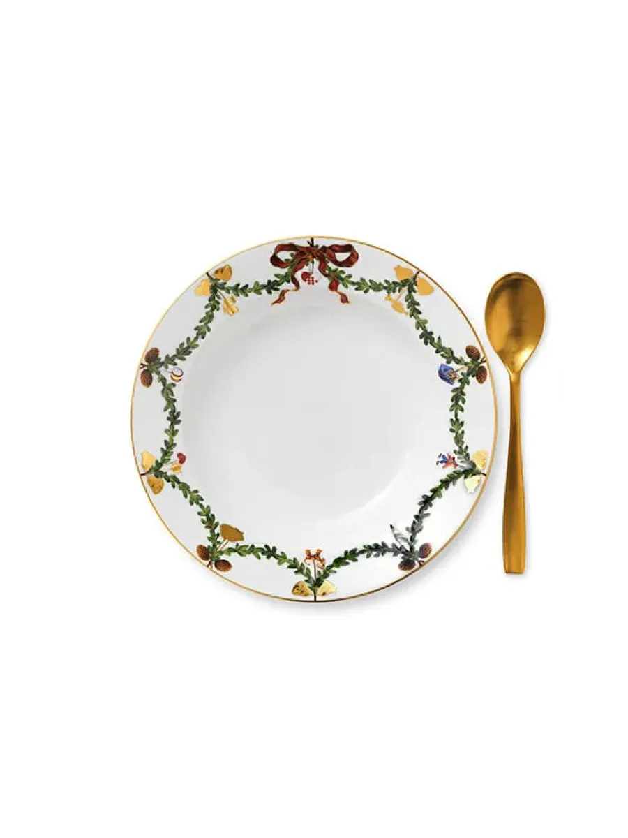Stjerne Riflet Jul, dyb tallerken 24 cm<Royal Copenhagen Hot