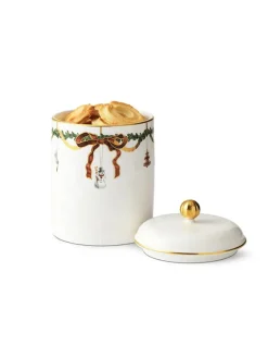 Stjerne Riflet Jul, krukke med låg 16 cm<Royal Copenhagen