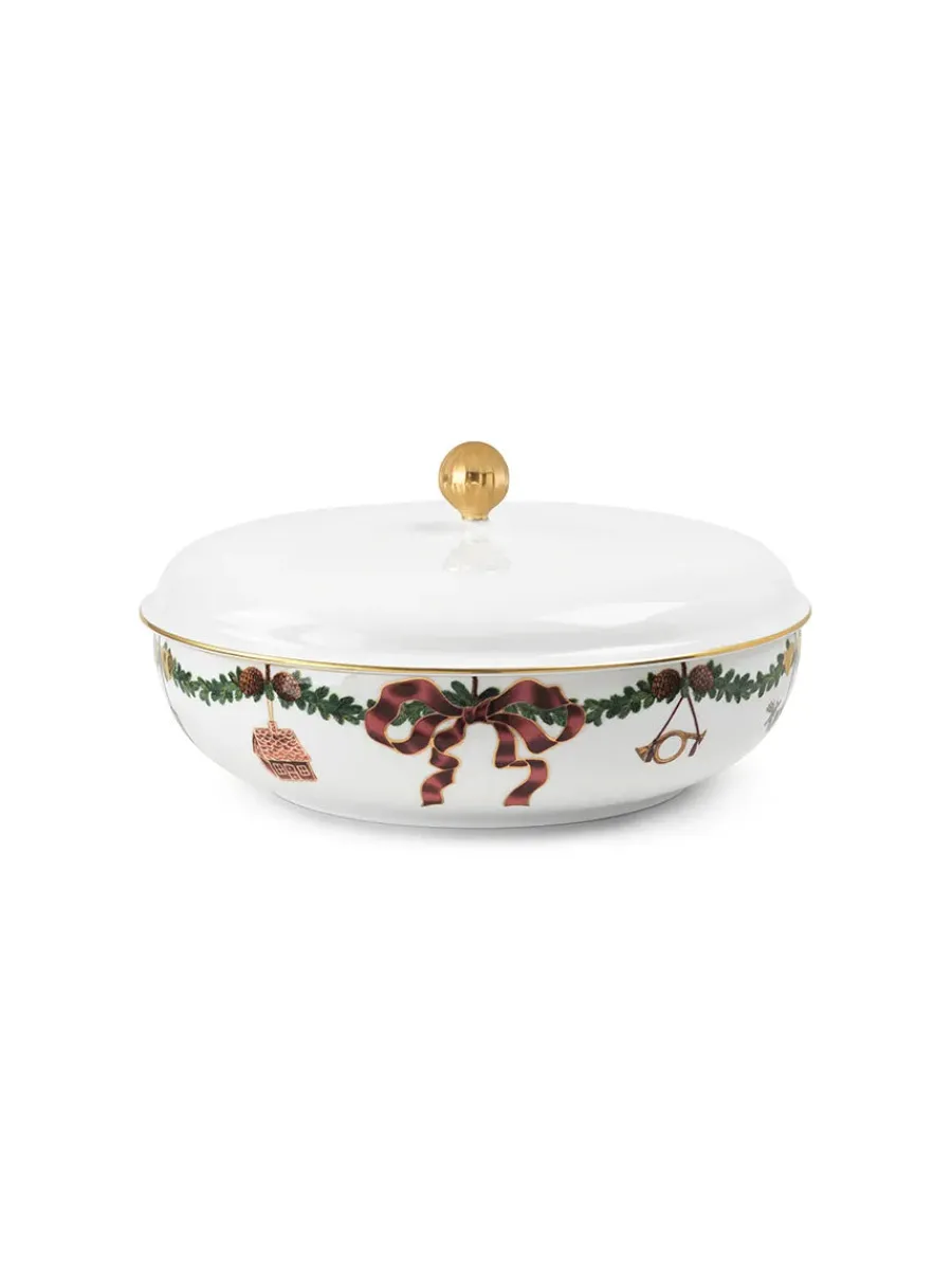 Stjerne Riflet Jul, skål med låg 21 cm<Royal Copenhagen New
