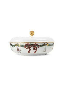 Stjerne Riflet Jul, skål med låg 21 cm<Royal Copenhagen New