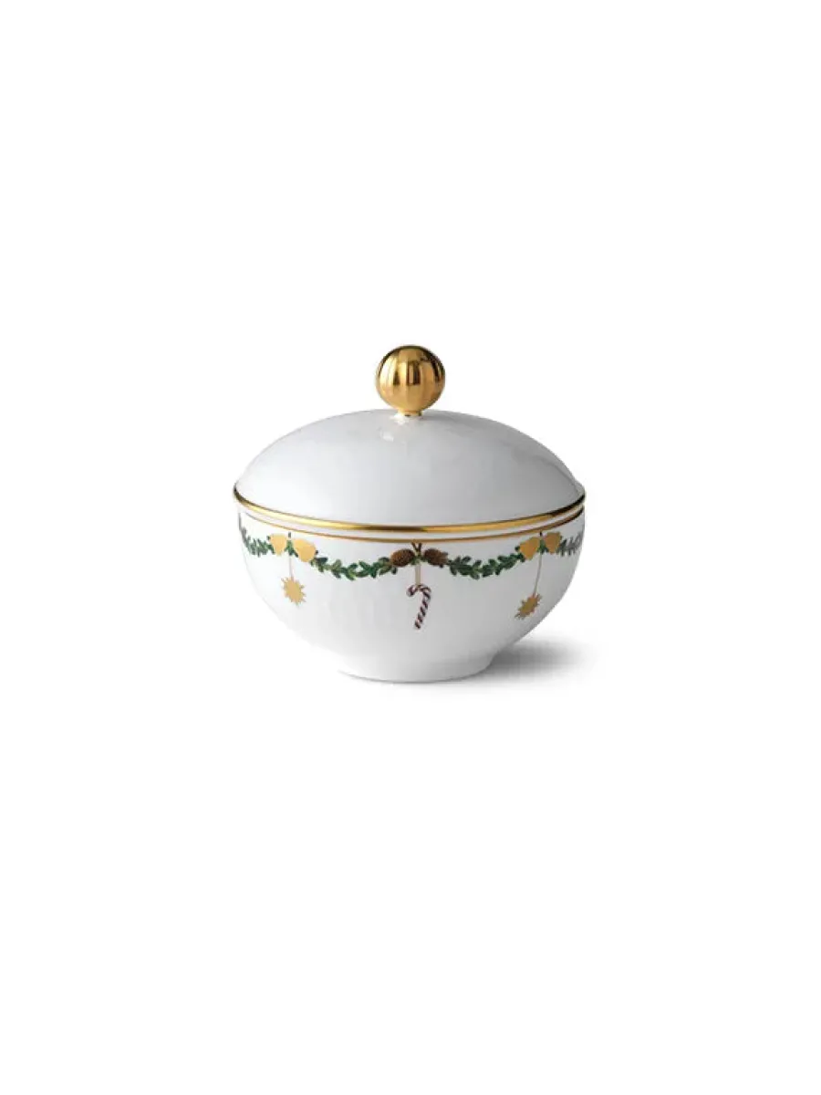 Stjerne Riflet Jul, sukkerskål med låg 15 cl<Royal Copenhagen Best