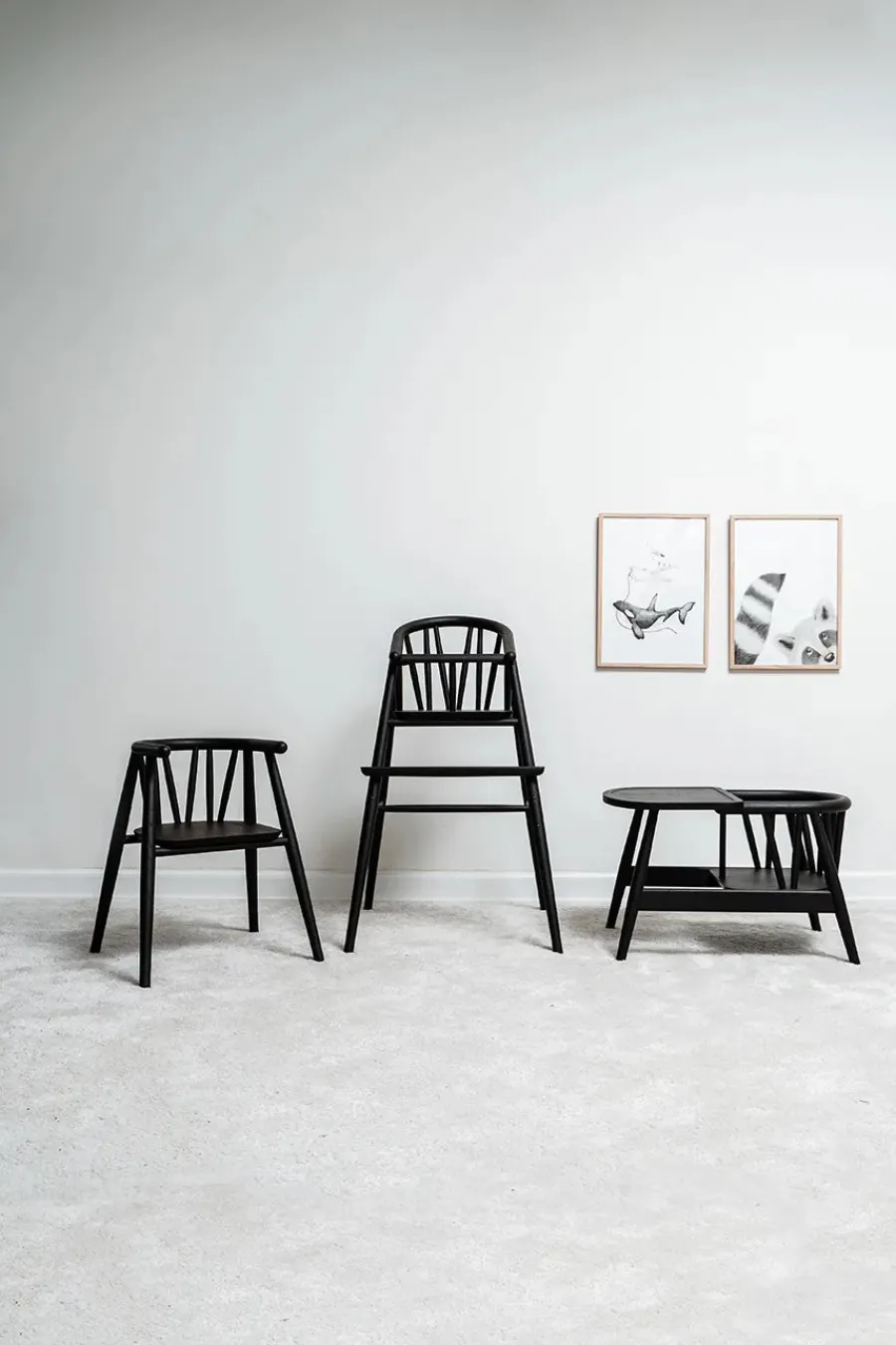 Smilla Toddler Stol, sortlakeret eg fra<Oaklings New