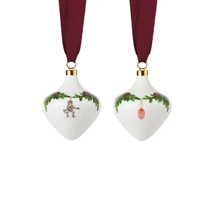 Stjerne Riflet Jul ornamenter 2 stk. fra<Royal Copenhagen