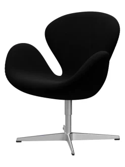 Svanen, sort læder/aluminium af Arne Jacobsen<Fritz Hansen Online